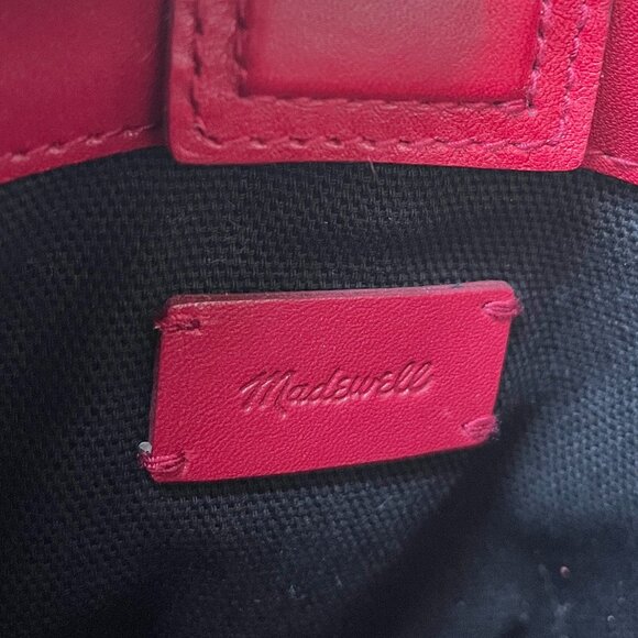 Madewell Essential Micro Bucket Bag Red Leather Mini Tote Crossbody - Picture 4 of 9